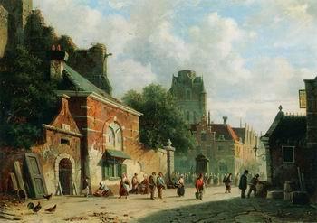 unknow artist European city landscape, street landsacpe, construction, frontstore, building and architecture. 324 oil painting image